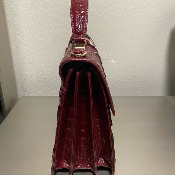 LIKE NEW Brahmin Gabriella - Chianti Rossini Croc Embossed & Rose Embroidery - Picture 7 of 16